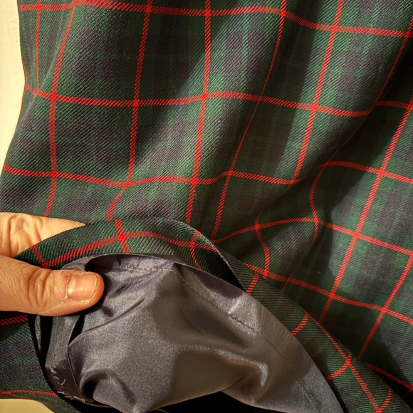 Pendleton 100% Virgin Wool Plaid Midi Skirt Lined Navy Red Tartan Size 16 - Picture 2 of 10